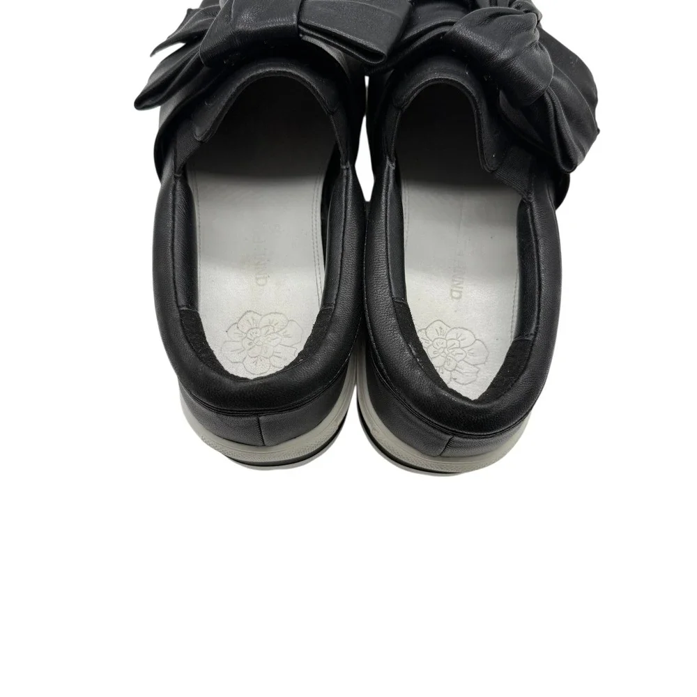 Anne Fontaine Black Platform Loafers Slip On Bow Accent Women's Shoes Size 39‎